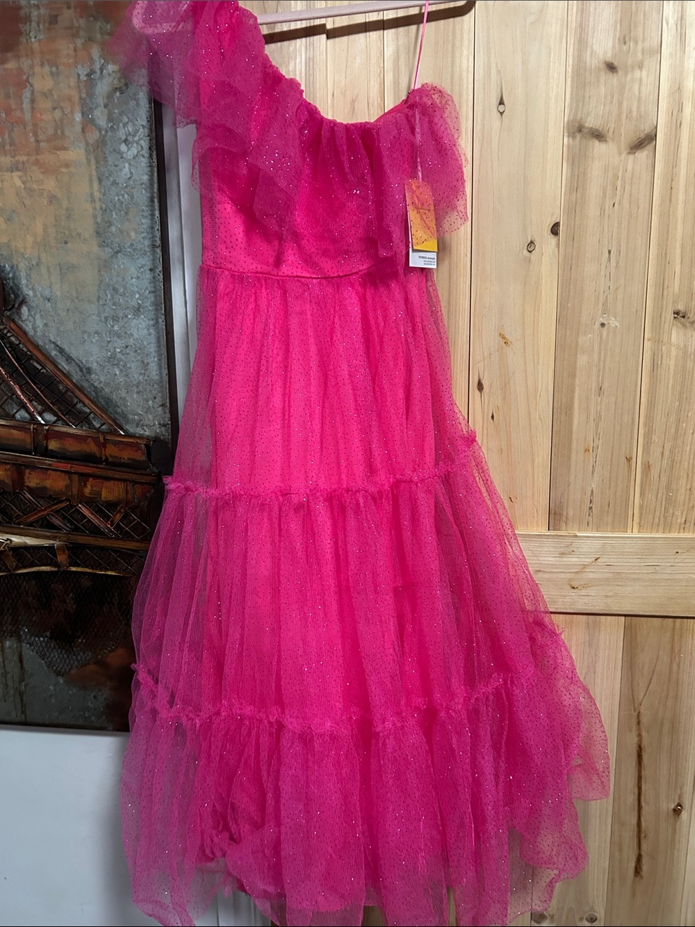 Flying Tomato Hot Pink One-Shoulder Tulle Party Dress